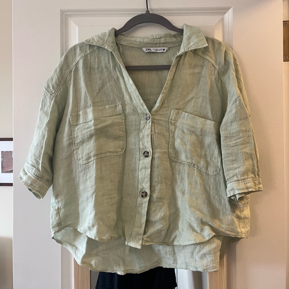 Zara Buttondown Linen Top